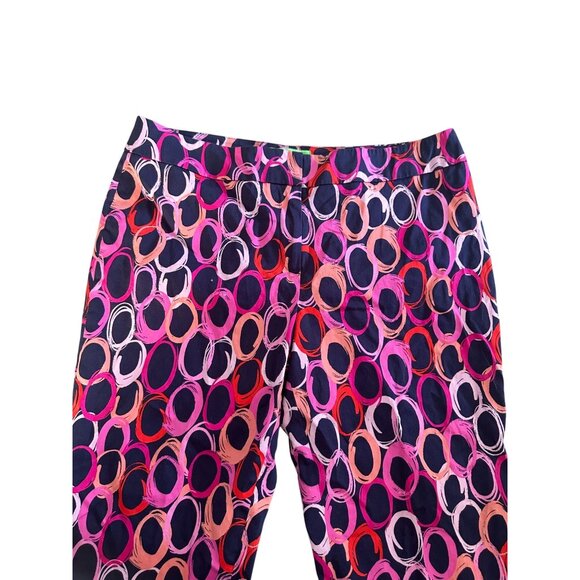 PAPAGALLO Multicolor Pink Navy Capri Pants Size 12 - Picture 6 of 10